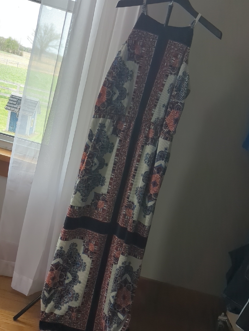 Cb Established 1962 Boho Floral Abstract Print Accordian Maxi Dress